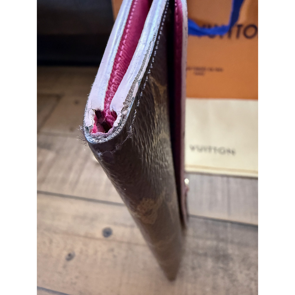 Louis Vuitton Wallet Womens Brown Monogram Canvas Pink Flower Wristlet France - Picture 8 of 16